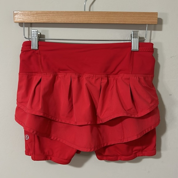 Lululemon Skort Run Speed Squad Skirt Shorts Red Zipper pocket Sz 4 - Picture 4 of 14